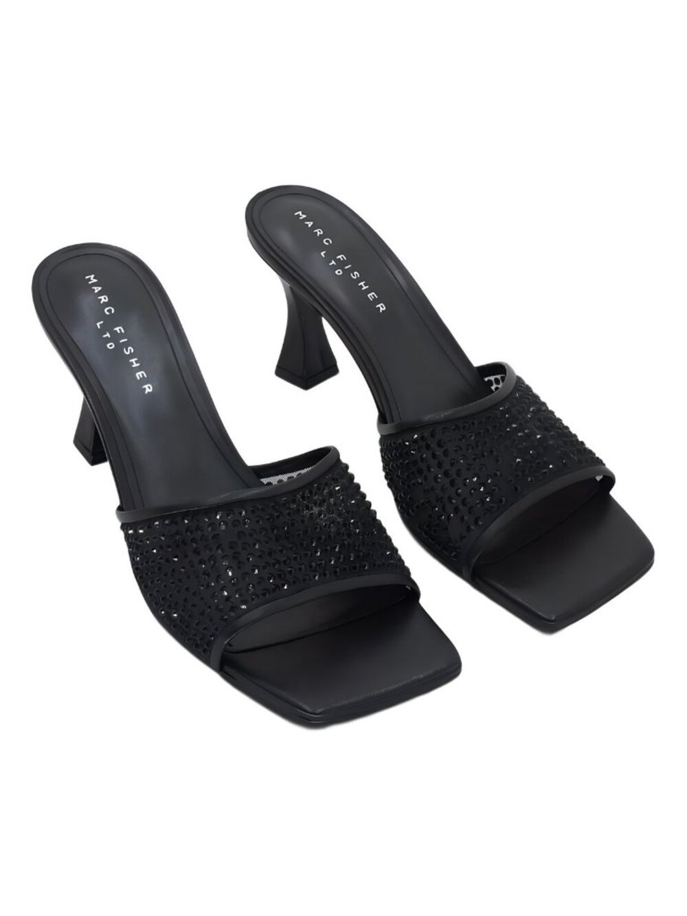 Marc Fisher Delaney Heeled Sandal Black Square Toe Mule US 11M